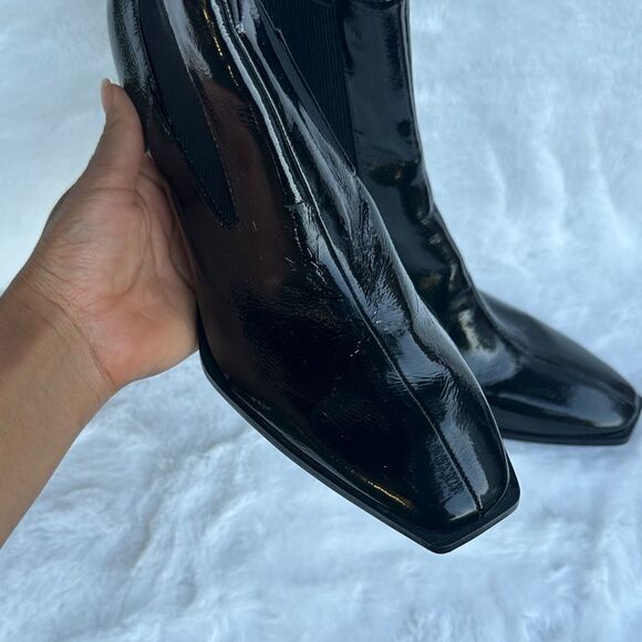 ZARA Black Patent Leather Ankle Boots - Picture 4 of 11